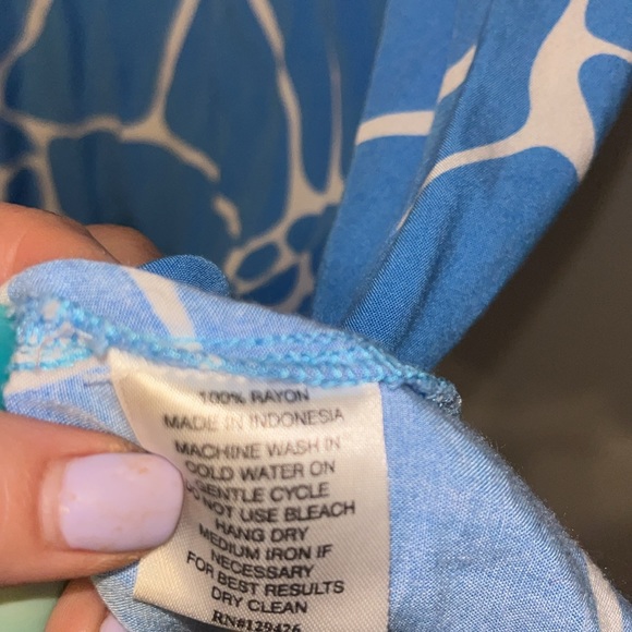 Women’s Escapada Tunic Sleeveless Square NeckAbstract Print Blue White Sz Med - Picture 7 of 9